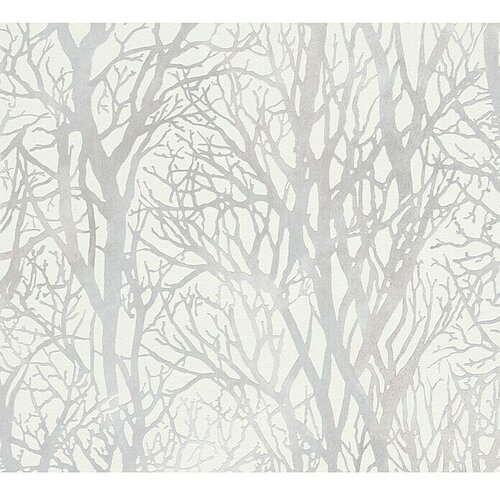 AS Creation New Life Flis tapeta (Bijelo-srebrne boje, Floral, 10,05 x 0,53 m) Slike