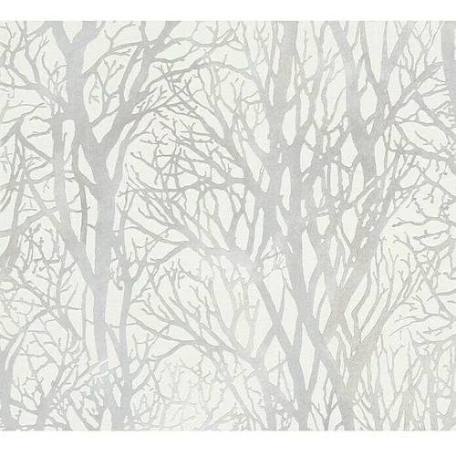AS Creation Tapeta iz netkane tekstilije AS CREATION New Life (belo srebrna, vzorec vej, 10,05 x 0,53 m)