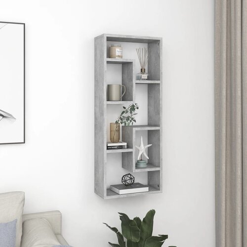 VidaXL Stenska polica betonsko siva 36x16x90 cm iverna plo&amp;scaron;ča Slike