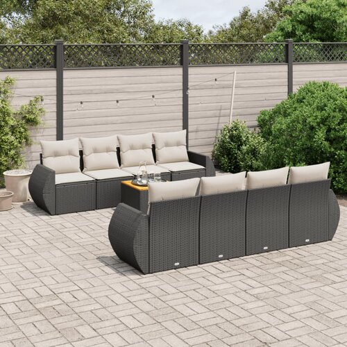 vidaXL 9-dijelni set vrtnih sofa s jastucima crni od poliratana Cijene