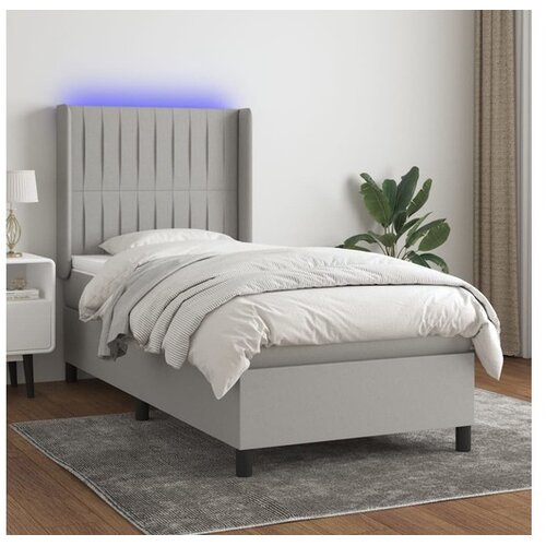  Krevet box spring s madracem LED svjetlosivi 80x200 cm tkanina Cene