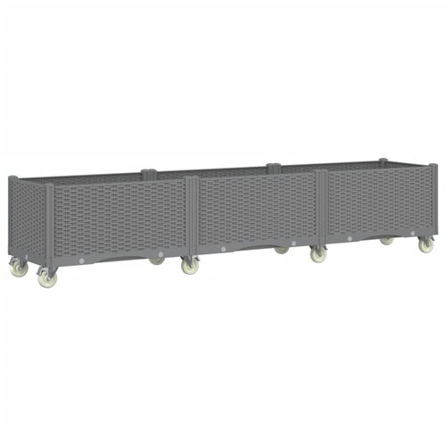 vidaXL Cvetlično korito s kolesi svetlo sivo 240x50x54 cm PP, (21144335) Cene