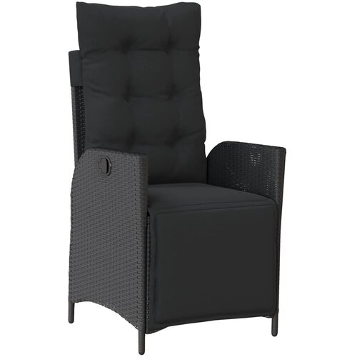  5-dijelni vrtni blagovaonski set s jastucima od poliratana crni Crna Dužina stola 90 cm Slike