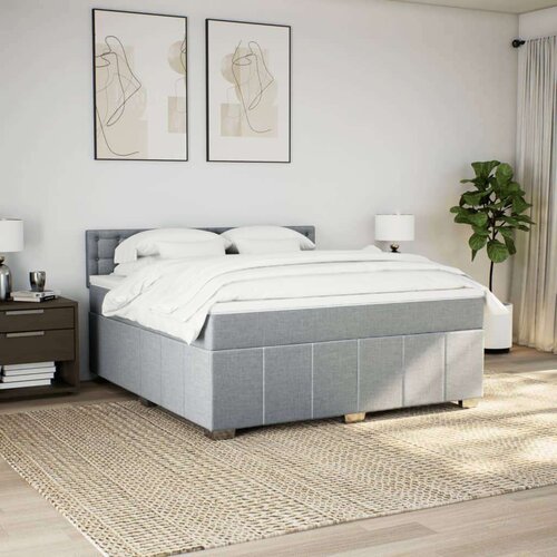 VidaXL Krevet s oprugama i madracem svjetlosivi 180x200 cm od tkanine Slike