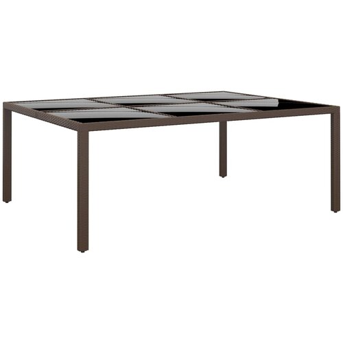 The Living Store Vrtna miza s stekleno ploščo rjava 200x150x75 cm ratan - Vrtna Miza S Stekleno Ploščo, (21479322) Cene