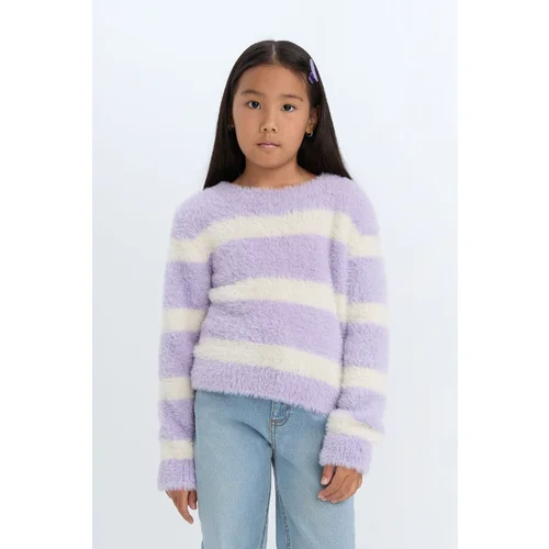 Defacto Girl's Crew Neck Striped Sweater