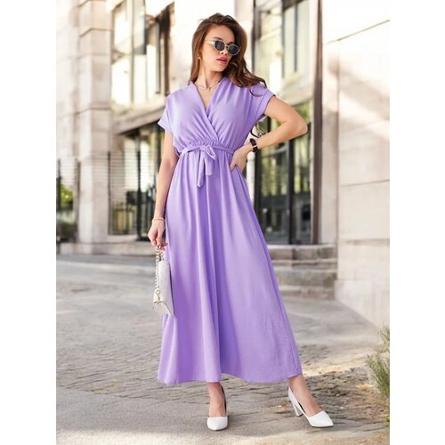 Resti Women's midi dress with a wrap neckline, short sleeves, and a belt Cijene