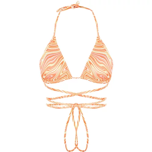 Trendyol Orange Abstract Pattern Bikini Top