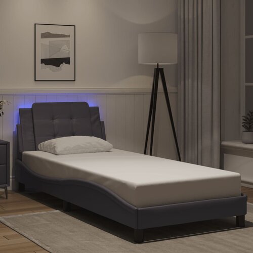Furnova Posteljni okvir z LED lučkami siv 90x200 cm umetno usnje, (21937995) Slike