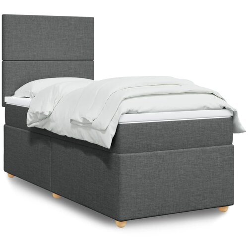 vidaXL Box spring postelja z vzmetnico temno siva 90x190 cm blago Cene