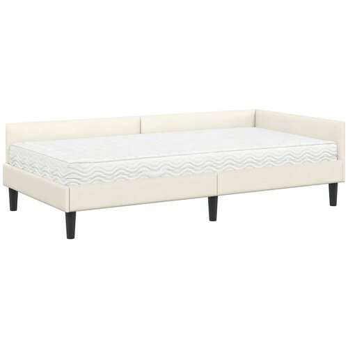  Kutni krevetni okvir s madracem 2 kom. Krema 100 x 200 cm Slike