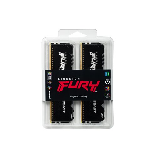 Kingston FURY Beast RGB, 32GB DDR4 (2x16GB), 3200MHz, CL16, KF432C16BB1AK2/32 Slike