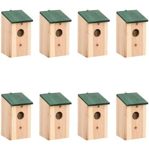vidaXL kućice za ptice 8 kom drvene 12 x 12 x 22 cm