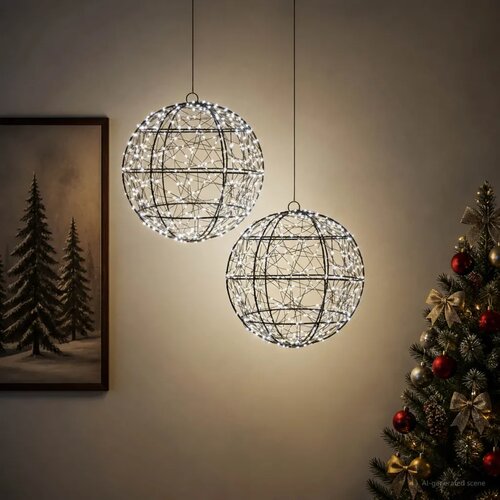  Božićni vrh svjetla 2 kom. 600 LED lampica Hladno bijela - Hladna bijela &amp;Oslash; 30 x 32 cm 2 Slike
