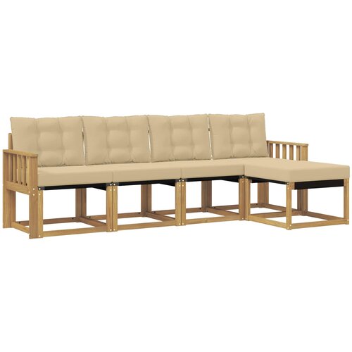 vidaXL Zunanja garnitura za sedenje z blazino 5 pcs Bela in bež, (5000280113) Cene