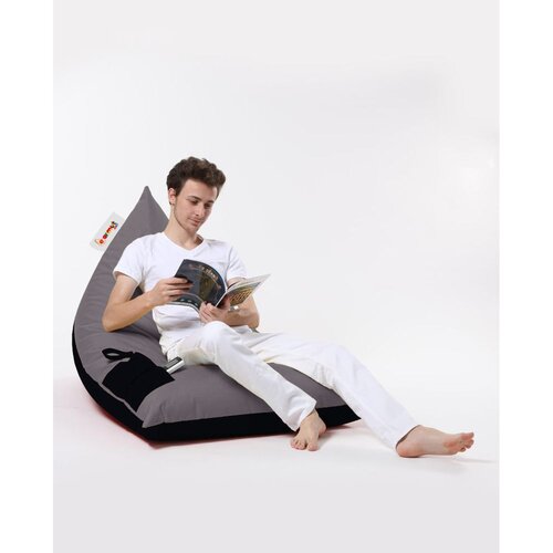 Atelier Del Sofa Vreća za sjedenje, Pyramid Large Double Color Bed Pouf - Fume Slike