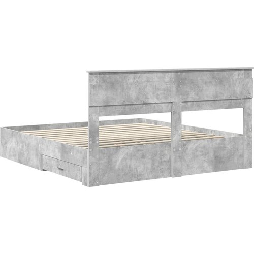  Krevetna konstrukcija s ladicama Betonski sivi 200 x 200 cm Slike