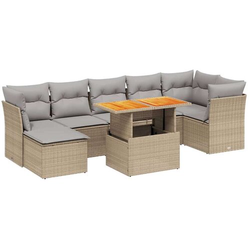 VidaXL 8-dijelni set vrtnih sofa od poliratana s jastucima bež Slike