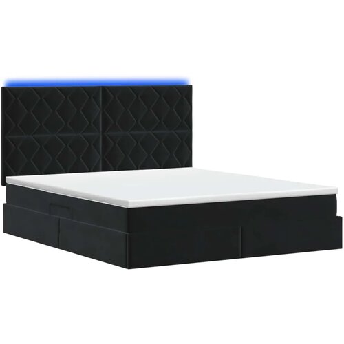  LED krevet za pohranu s madracem Crna 180 x 200 cm Bar&amp;scaron;un - Crna 180 x 200 cm Dizajn s rombovima Slike