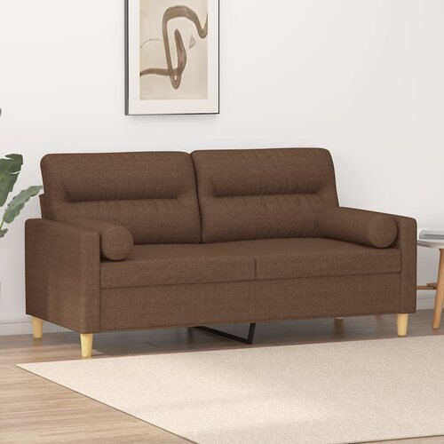  Dvosjed s ukrasnim jastucima smeđi 140 cm od tkanine Slike