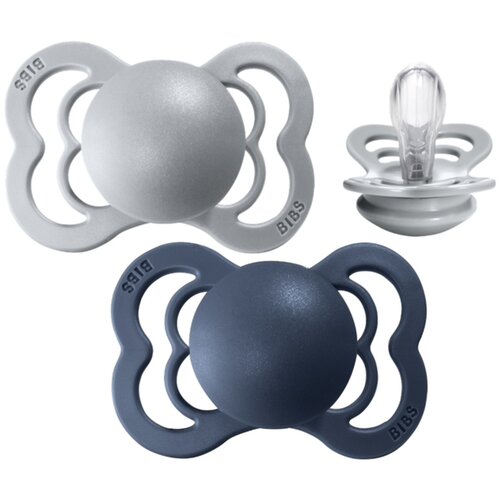Bibs tolažilna duda - silikon Supreme (0-6 m), 2 kosa cloud & steel blue Cene