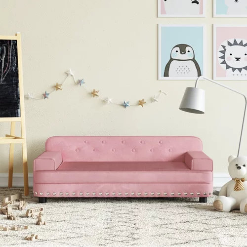  Dječja fotelja ružičasta 90 x 53 x 30 cm baršunasta