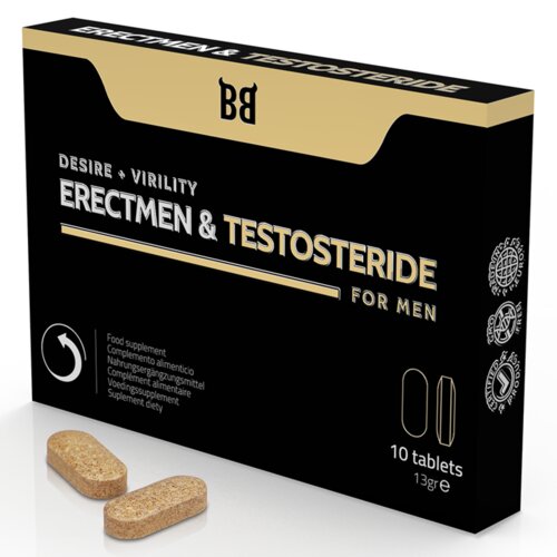 BlackBull By Spartan Tablete za mo&amp;scaron;ke - Erectmen &amp;amp; Testosteride Desire + Virility, 10 kos Slike
