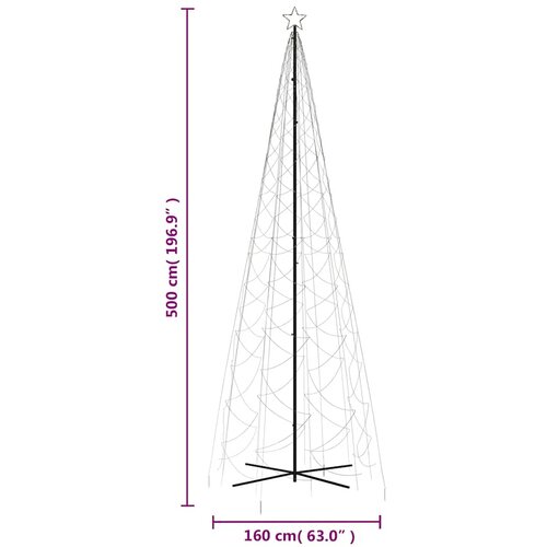  Stožasto božićno drvce toplo bijelo 1400 LED žarulja 160x500 cm Slike