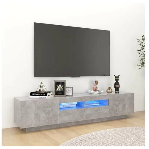  TV omarica z LED lučkami betonsko siva 180x35x40 cm