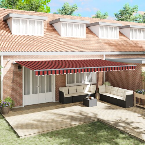 vidaXL Automatska uvlakača tenda s LED osvjetljenjem u narančastoj i smeđoj boji 600x300 cm Cijene