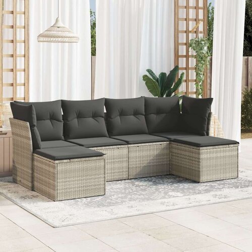  6-dijelni set vrtnih sofa od poliratana s jastucima svjetlosivi Slike
