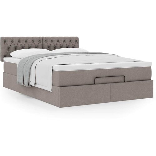 vidaXL Otomanski posteljni okvir z vzmetnico taupe 140x200 cm blago Cene