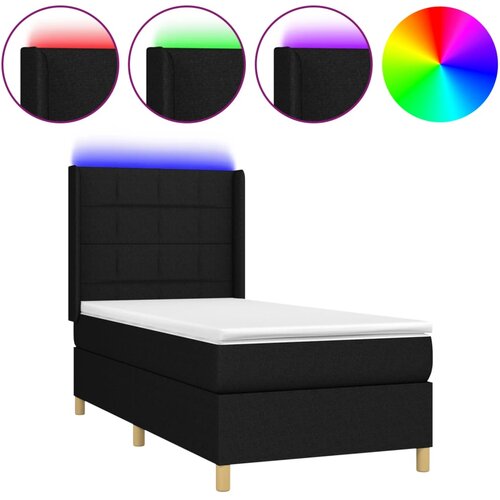Maison Chic Box spring postelja - Vzmetna postelja z vzmetnico LED črna 90x200 cm blago SL8787, (21902752) Cene