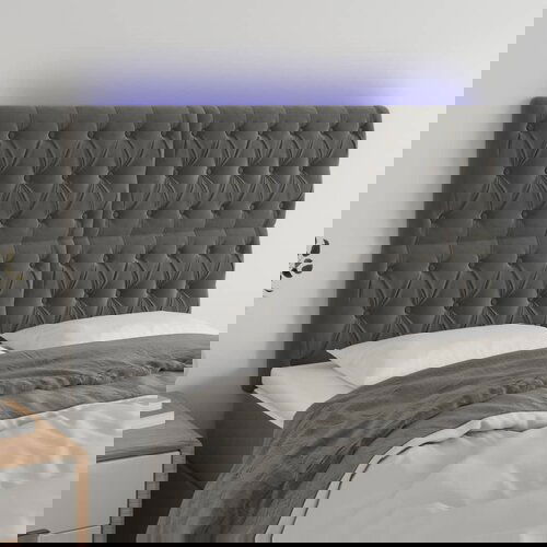 VidaXL LED uzglavlje tamnosivo 160x7x118/128 cm bar&amp;scaron;unasto Slike