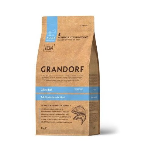 Grandorf Dog Adult Medium & Maxi Breeds - Bela riba 1kg Cene