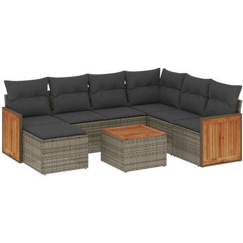 VidaXL 8-dijelni set vrtnih sofa od poliratana s jastucima sivi Slike
