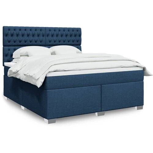 vidaXL Box spring postelja z vzmetnico modra 180x200 cm blago Cene