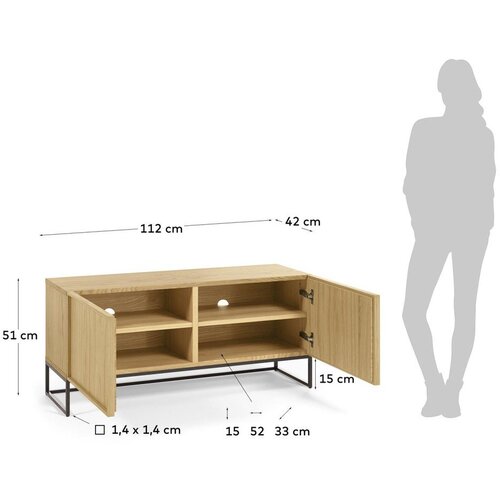 Kave Home TV omarica v hrastovem dekorju v naravni barvi 112x51x42 cm Taiana &amp;ndash; Slike