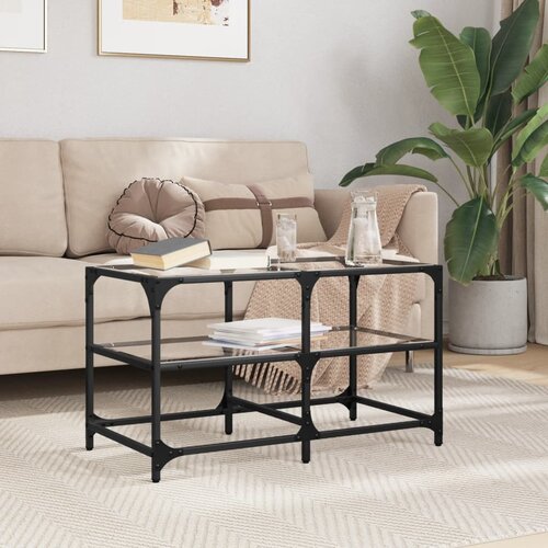 vidaXL Klubska mizica s stekleno površino 78,5x40x45 cm jeklo Cene
