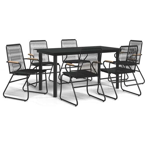  7-dijelni vrtni blagovaonski set od PVC ratana crni Slike