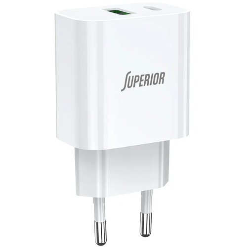 Superior Kućni punjač SU-P102 20W Super Fast USB A QC3.0+Type C, Belo Cene
