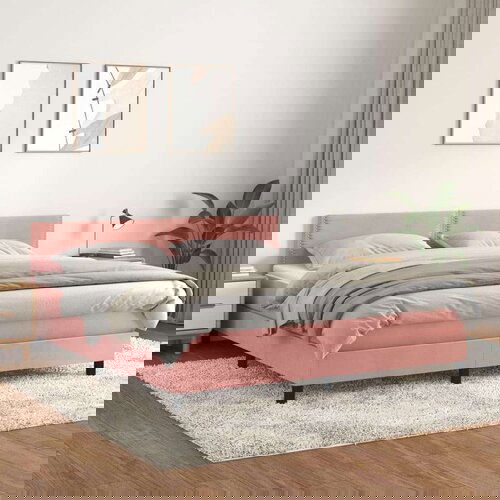  Box spring postelja z vzmetnico roza 180x200 cm žamet Cene