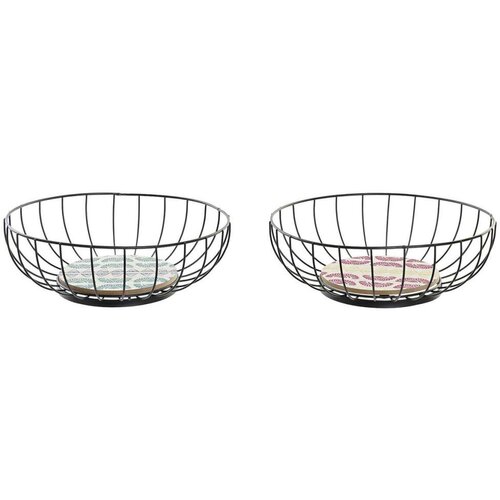 Posuda za Voće DKD Home Decor Plava Turkizno Metal Drvo MDF 28 x 28 x 11 cm (2 kom.) Cijene
