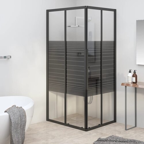 The Living Store Črtasta tuš kabina ESG 80x70x180 cm črna - Tuš Kabina, (21750930) Cene
