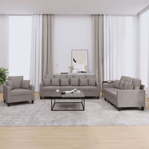  3-dijelni set sofa s jastucima smeđesivi od tkanine Cijene