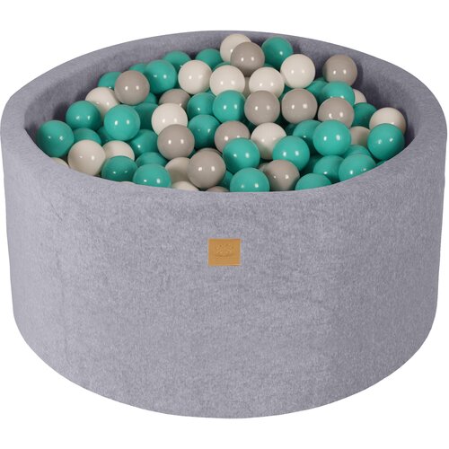 MeowBaby Bazen z žogicami, 90x40 cm s 300 žogicami, žamet, svetlo siva: bela/siva/turkizna, (21295138) Cene