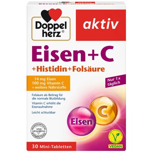 Doppelherz DOPPEL HERZ Kompleks sa gvožđem, vitaminom C i histidinom 30 tableta 123276 Slike