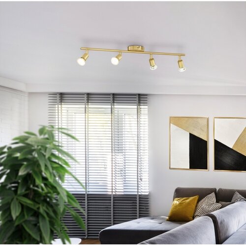 Eglo stropni reflektor Buzz-LED 33187, 4x GU10 LED 2,8 W, duljina 68,5 cm, bru&amp;scaron;eni mesing Slike