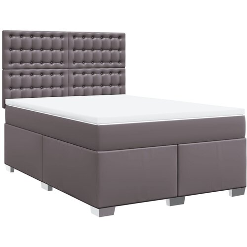 VidaXL Krevet s oprugama i madracem sivi 160x200 cm od umjetne kože Slike