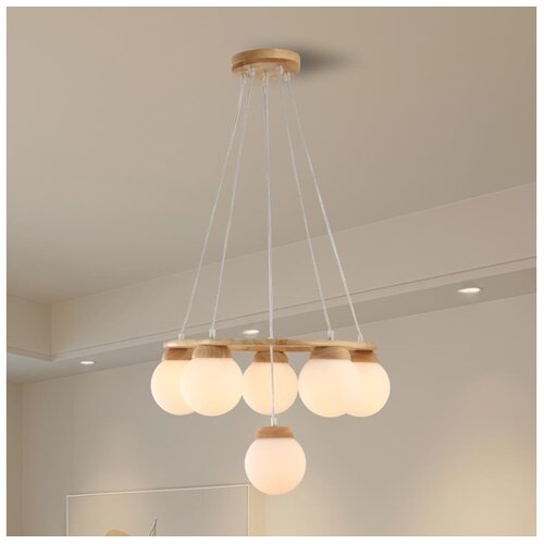  Brilagi -  Visilica na sajli VISBY WOOD 6xE27/60W/230V, prečnik 58 cm, drveni Cene